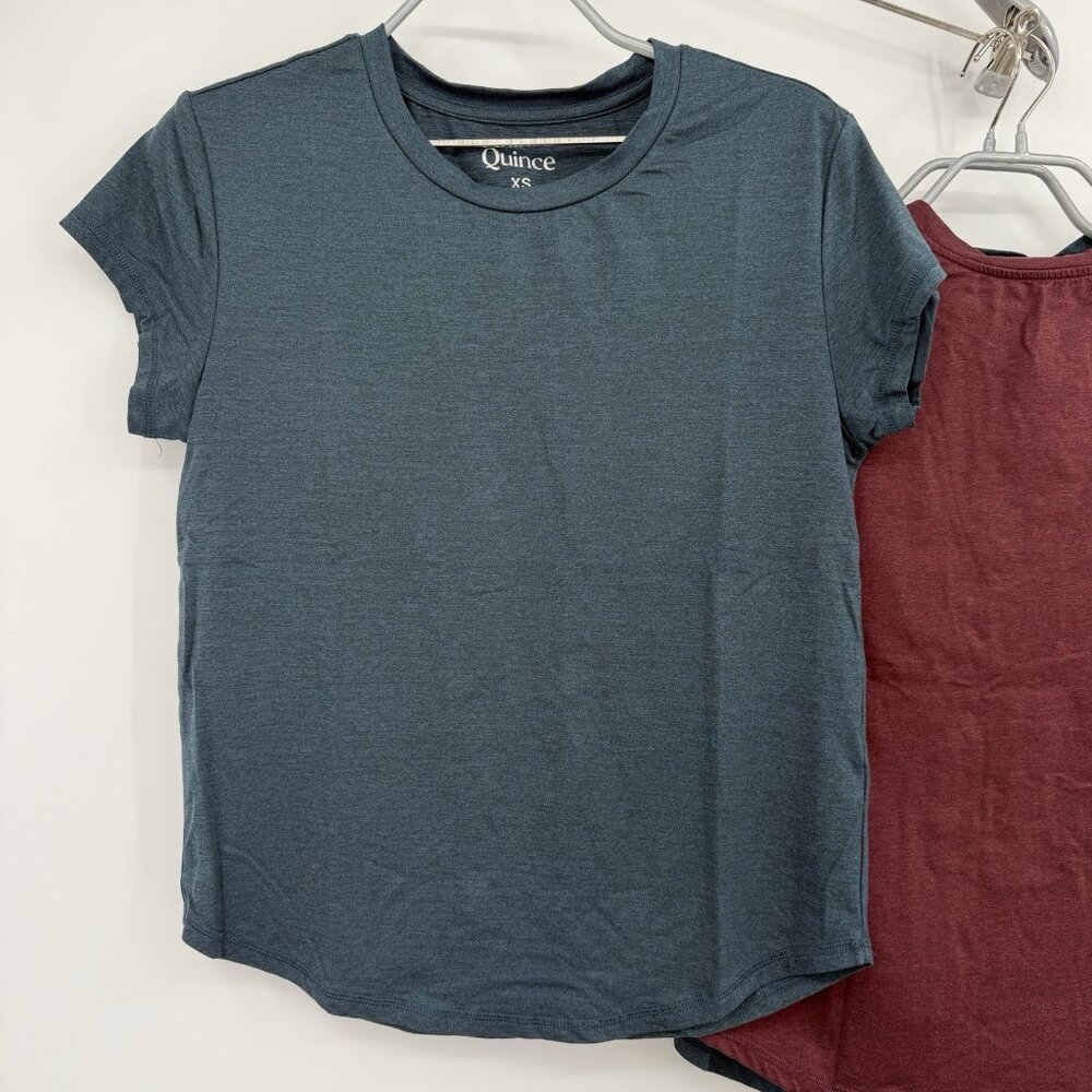 Quince Women's Flowknit Breeze Tee Size XS Heather Ocean Blue/Burgundy Lot of 3 - Picture 6 of 8